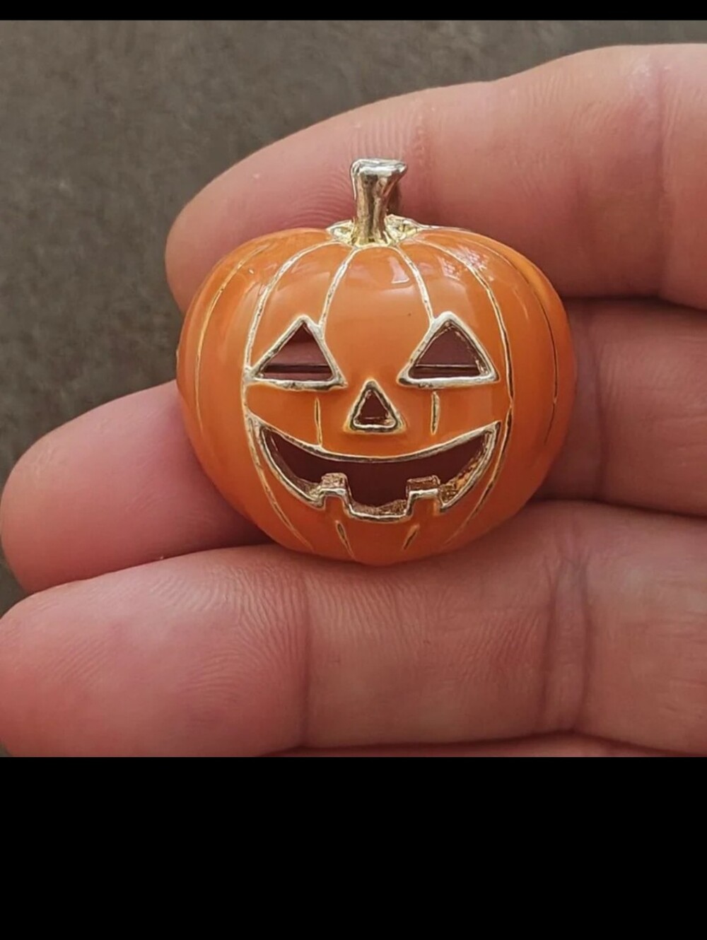 1980s Halloween Jack-O'-Lantern Pumpkin Brooch & Pendant